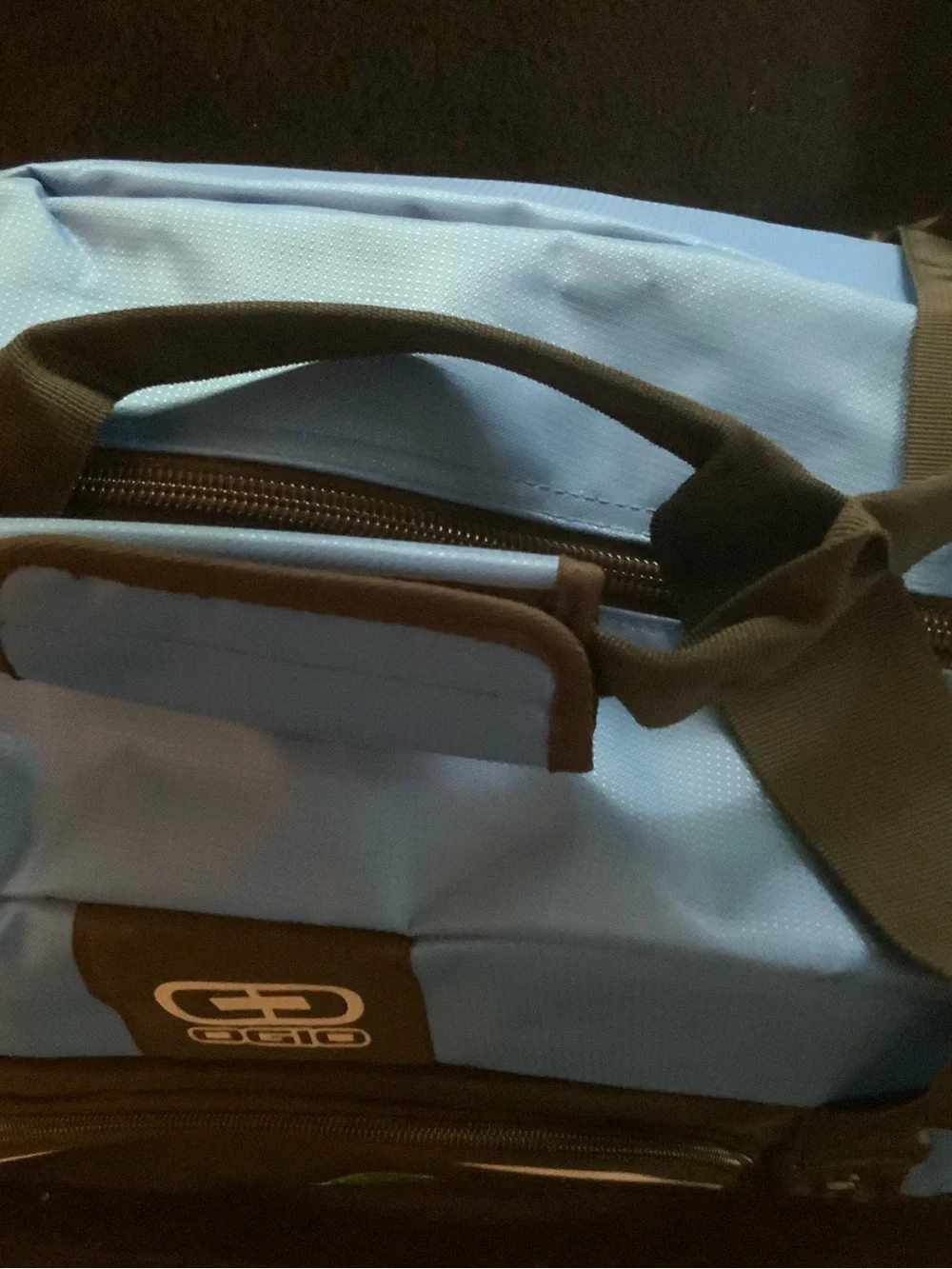 OGIO Blue and Black Duffel Bag with Woodbridge Logo